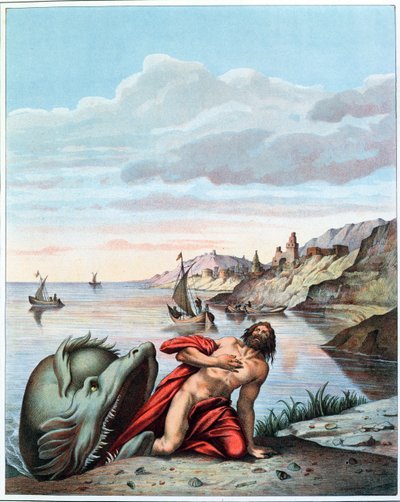 Jonah thrown out by the whale on the shore, engraved by Eugene Ronjat by Theodore Amst